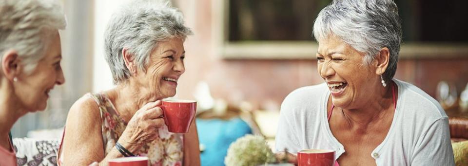 Group having coffee